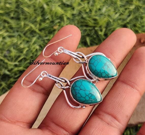 Orecchini Donna In Argento 925 Con Turchese E Nodo Celtico – Gioiello Bohémien Irlandese – Regalo Elegante