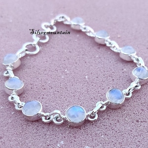 Handmade Moonstone Bracelet: 925 Sterling Silver Designer Jewelry