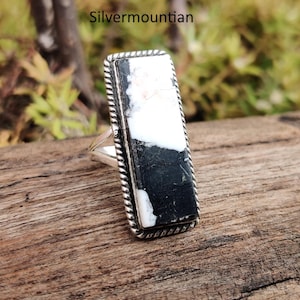 American Turquoise Ring: Handmade Sterling Silver Band Ring Buffalo Turquoise