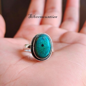 Monarch Opal Ring: Handmade Sterling Silver Band - Blue Flash Gemstone