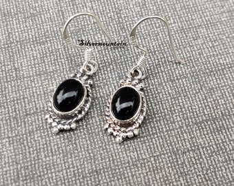 Black Onyx Earring* Oval Shape Earring* Designer Earring* gemstone Earring* 925 Sterling Silver Earring* Boho Earring* Amazing Earring*