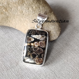 Turritella Agate Pendant, 925 Sterling Silver Pendant, Gemstone Pendant, Handmade Stylish Pendant, Engagement Gift, Free Shipping, MZ21