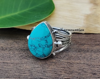 Beautiful Turquoise Ring~ 925 Sterling Silver~ Engagement Ring~ Everyday Ring~ Charm Ring~ Designer Band Ring~ Dainty Ring ~ Free Shipping