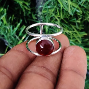 Garnet Gemstone Ring* 925 Sterling Silver Ring* Handmade Ring* Beautiful Ring* 10mm Round Stone Ring* Stylish Ring*Lovely Ring* Gift Jewelry