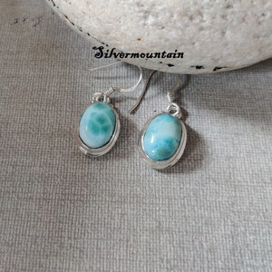 Pendiente de larimar * Plata de ley 925 * Pendiente hermoso * Pendiente de regalo de cumpleaños * Pendiente elegante * Pendiente encantador * Pendiente hecho a mano * Forma ovalada *****