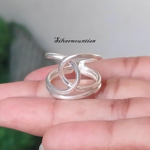 Chunky Knot Silver Ring, Thumb Ring, 925 Sterling Silver Ring, Signet Open Adjustable Ring, Handmade Ring, Birthday Present, Statement Ring