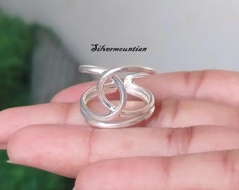 925 sterlingzilveren ring met dikke knoop: verstelbare duimring