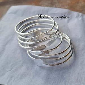 Handcrafted Sterling Silver Bangles - Set of 7 Stackable Bracelets