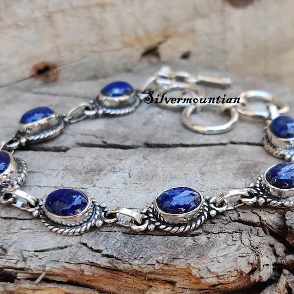 Lapis Lazuli Bracelet , 925 sterling Bracelet, Handmade Bracelet, Gift Her, Gift For Women, Gemstone Bracelet,