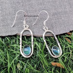 Natürlicher Aquamarin-Ohrring * Edelstein Ohrring * 925 Sterling Silber Ohrring * Styling Ohrring * Schöner Ohrring * Erstaunlicher Ohrring * Frauen Geschenk *