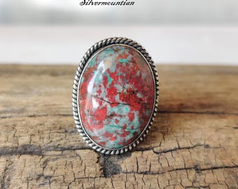 Sonora Sunrise Jasper Ring: Handmade 925 Sterling Silver Statement Ring
