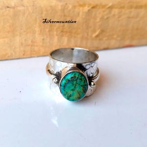 Handmade Sterling Silver Monarch Opal Band Ring: Dainty Jewelry