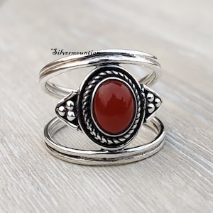 Carnelian Ring~ Band Ring~ Designer Ring~925 Sterling Silver Ring~ Band Ring~ Boho Ring~ Gemstone Ring~ Handmade Ring~ Amazing Ring,