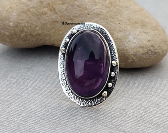 Amethyst Gemstone Ring* Beautiful Design Ring* 925 Sterling Silver Ring* Boho Ring* Amazing Ring* Stylish Ring* Designer Ring* Women's Ring*