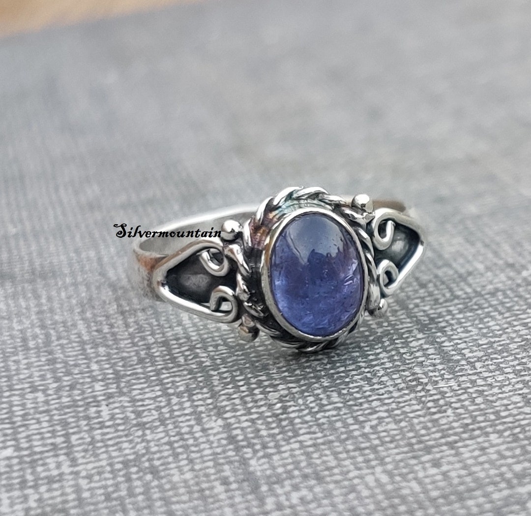 Natural Oval Tanzanite Ring, 925 Sterling Silver Ring, Handmade Ring ...