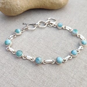 Larimar Bracelet 6mm Stone Size Adjustable Bracelet Round - Etsy