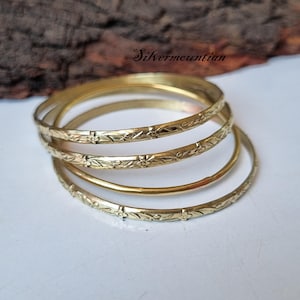 Set Of 4 Bangles, Brass Bangle, Women Bangles, Handmade Bangle, Stylish Bangle, Brass Bracelet, Designer Bangle, Anniversary Gift, Gift idea