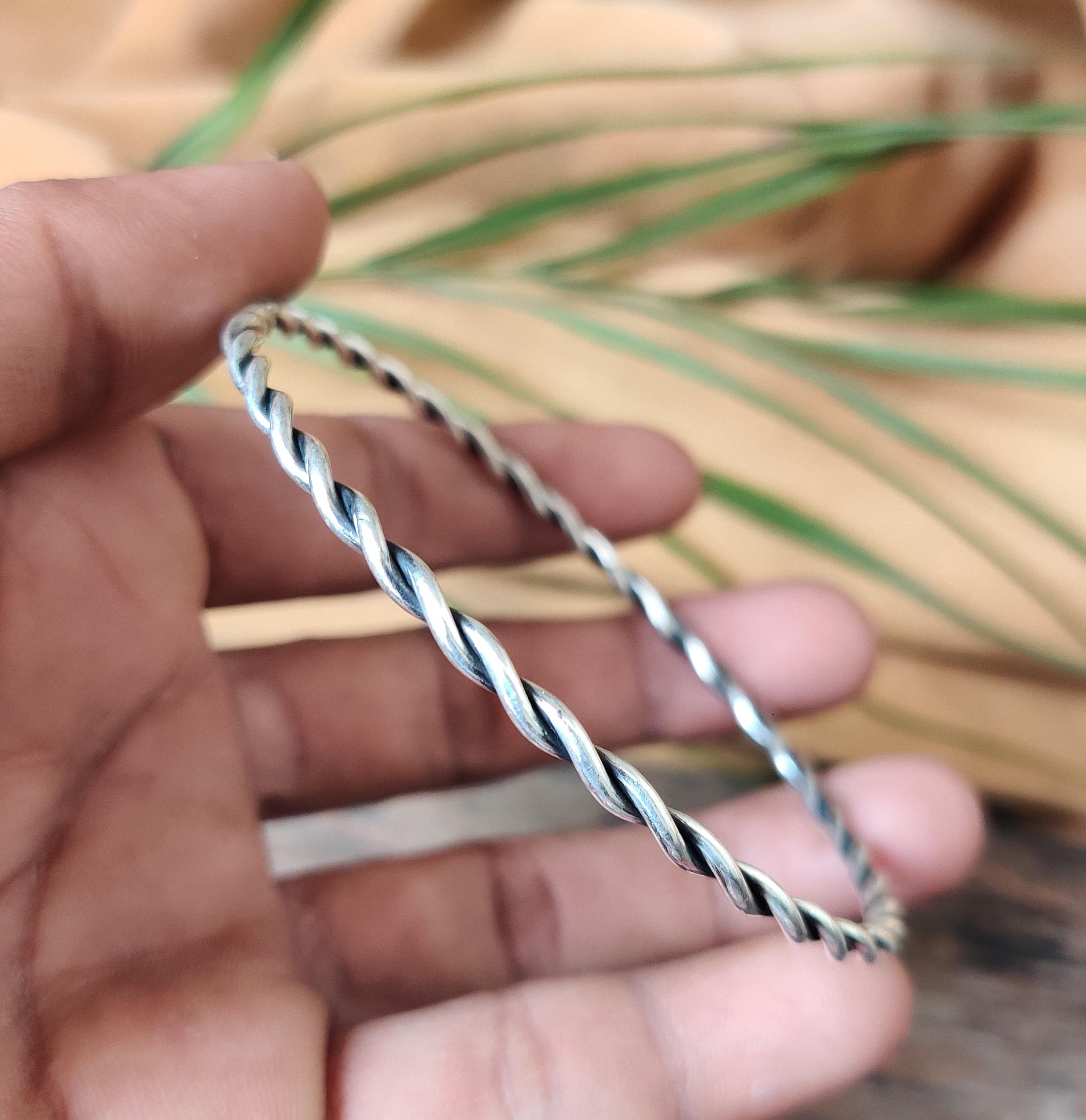 925 Sterling Silver Twisted Rope Bangle: Handmade Bracelet - Etsy