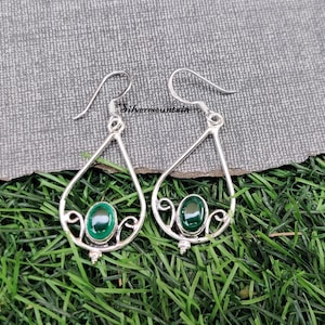 Grüner Onyx Ohrring * Edelstein Ohrring * Ovale Form Ohrring * Boho Ohrring * 925 Sterling Silber Ohrring * Amazing Earring * Styling Ohrring *
