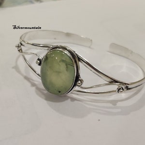 Prehnite Bangle*925 Sterling Silver Bangle*Gemstone Bangle*Cuff Bangle*Beautiful Gemstone Bangle*Designer Bangle*Gift For Girls & Women*