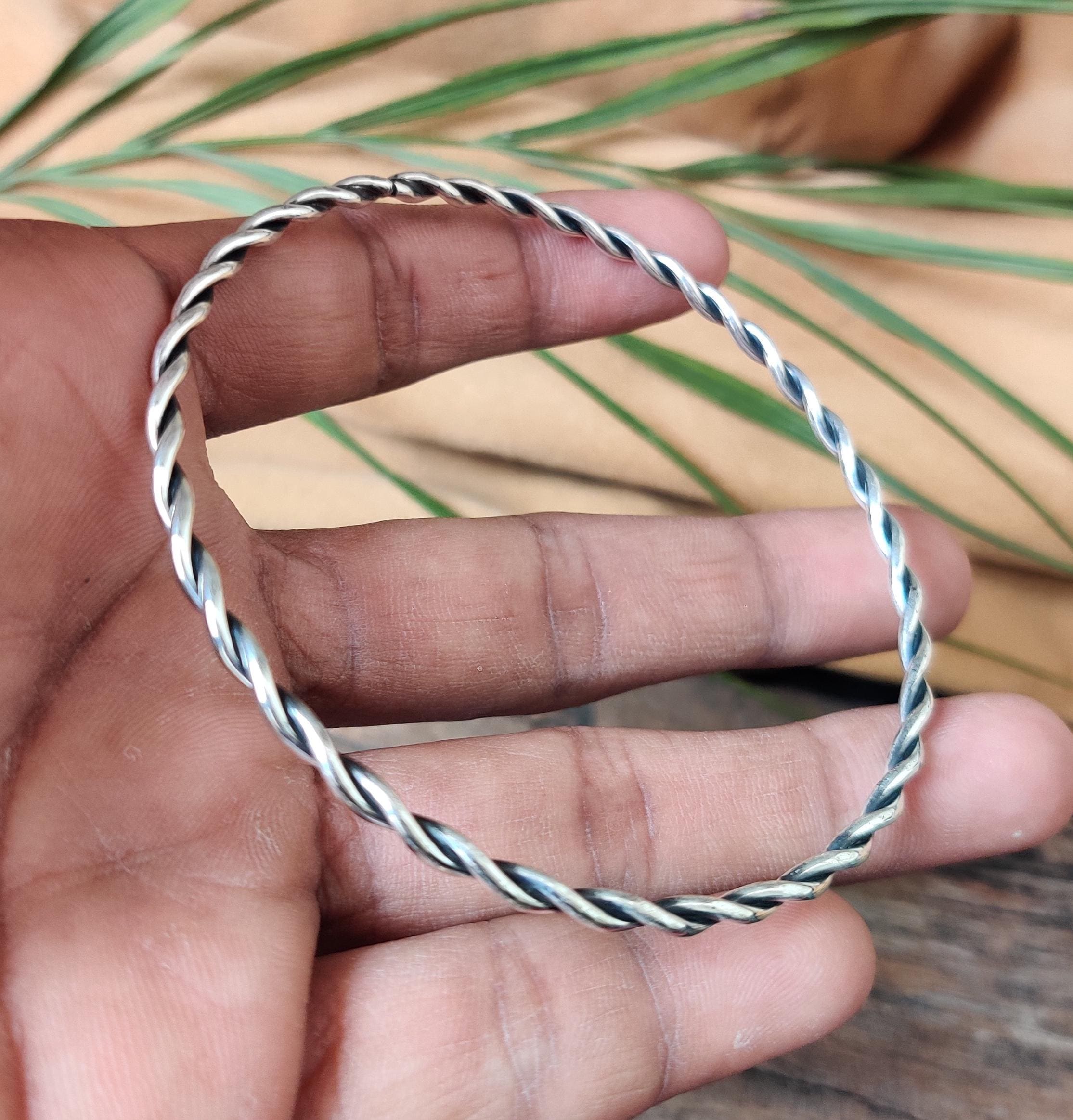 925 Sterling Silver Twisted Rope Bangle: Handmade Bracelet - Etsy