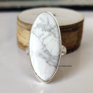Howlite Gemstone Ring, 925 Sterling Silver, Oval Shape Ring, Indian Jewelry, Fast Shipping, Wonderful Ring, Gift For Love, Free Shipping
