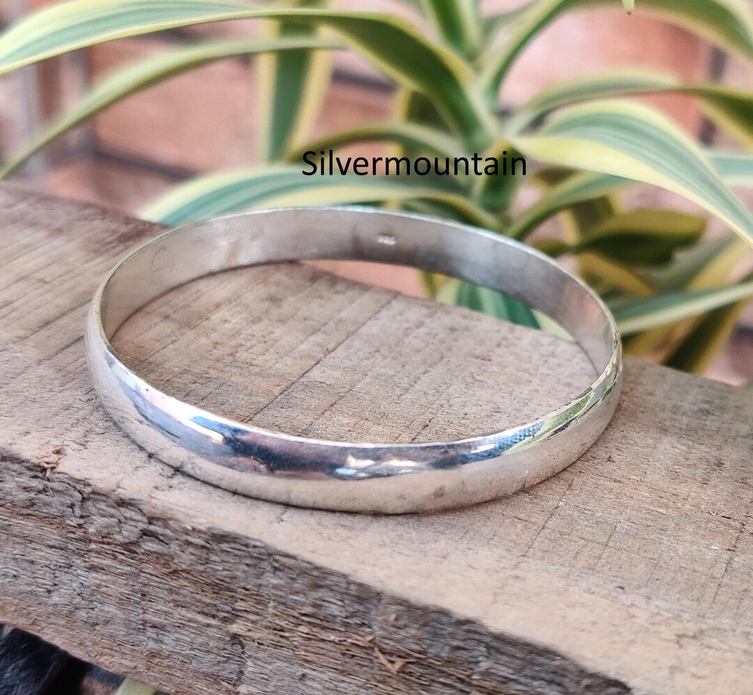 Solid Bangles Solid 925 Sterling Silver Bangle, Women Everyday Wear Bangle, Boho ...