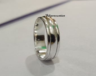 925 Sterling Silver Spinner Ring: Boho Meditation Worry Ring
