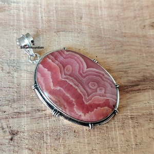 Natural Rhodochrosite Gemstone Pendant, Oval Shape Pendant, 925 Sterling Silver,Designer Pendant,Handmade Pendant, Stylish Pendant, Gift Her
