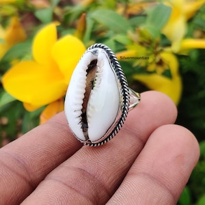 Cowrie Shell Ring ~ 925 Sterling Silver Ring ~ Designer Ring ~ Top Quality Pendant ~ Fast Shipping ~ Handmade Jewelry ~ Engagement Gift