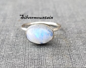 Moonstone Ring* Simple Band Ring* Handmade Ring* 925 Sterling Silver Ring* Boho Ring*Oval Stone Ring*Lovely Ring*Amazing Ring* Gift For Her*