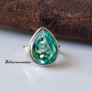 Aquamarine Ring, 925 Sterling Silver Ring, Statement Ring, Gemstone Ring, Pear Shape Ring, Stylish Ring, Handmade Ring, Women Ring, Gift Her
