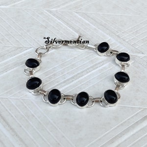 Black Onyx Gemstone Bracelet, 925 Sterling Silver, Wonderful Bracelet, Designer Silver Bracelet, Women Jewelry, Handmade Bracelet, Gift idea