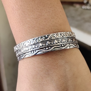 Handgemachte Sterling Silber Armreifen - Set von 3