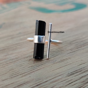Schwarzer Turmalin Ring: Handgefertigte 925 Sterling Silber Ring