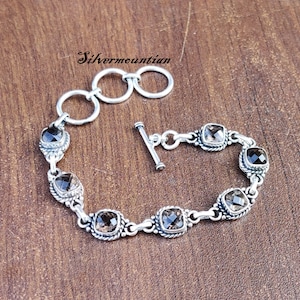 Smoky Quartz Bracelet, Smoky 925 Sterling Silver Gemstone Bracelet, Handmade Bracelet, Birthday Gift For Women, Crystal Protecting Bracelet