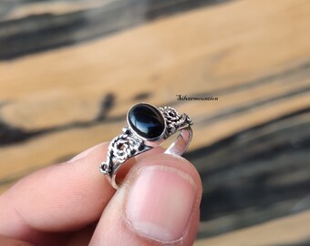 Black Onyx Ring* 925 Sterling Silver Ring* Oval Stone Shape