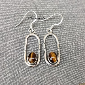 Tiger's Eye Gemstone Earring* 925 Sterling Earring* Beautiful Earring* Handmade Earring* Designer Earring* Amazing Earring* Women Earring*