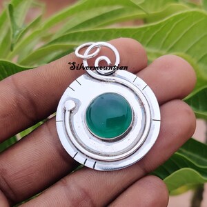 Green Onyx Pendent/Beautiful Pendent/Dainty Pendent/Handmade Pendent/Designer pendent/Stylish Pendent/925 Sterling Silver/Free Shipping
