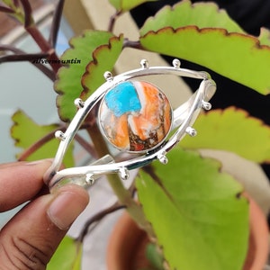 Oyster Copper Turquoise Bangle , 925 Sterling Silver Bangle , Handmade Turquoise  Bangle , Gift for Women , Natural Gemstone Bangle ap01