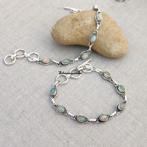 Opal Gemstone Bracelet* 5/7 Oval Shape Bracelet* Handmade Bracelet* 925 sterling Silver Bracelet* Designer Bracelet* Stylish Bracelet*