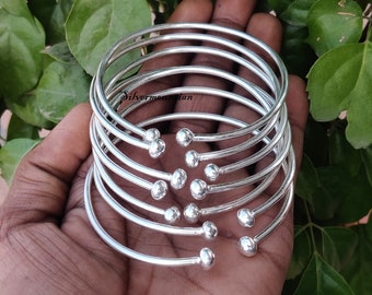 Thick West Indian Bangles, Set Of 5 Bangles, 925 Sterling Silver Bangles, Simple Silver Bangles, Silver Adjustable bangles for women