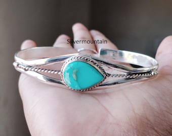 Kingman turquoise edelsteen armband, 925 sterlingzilver, unieke stijl armband, cadeau voor haar
