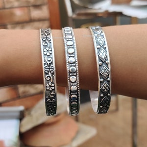 Three Bangle Set* Beautiful Designer Bangle* 925 Sterling Silver Bangle* Handmade Bangle* Lovely Bangle* Boho Bangle* Amazing Bangle***