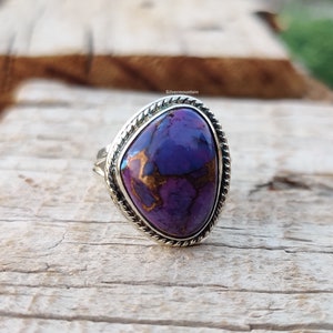 Purple Copper Turquoise Ring*925 Sterling Silver Ring*Designer Ring*Beautiful Ring*Handmade Ring*Lovely Gift Ring*Woman Ring*Gift For Her***