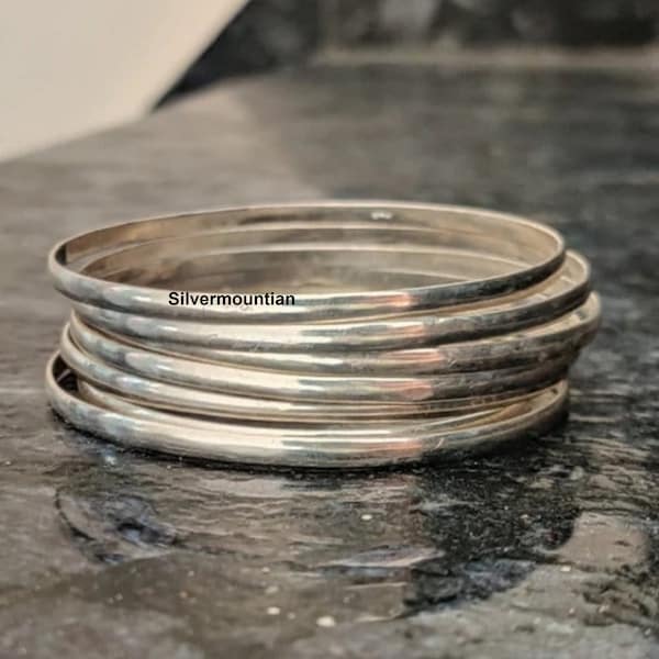 Sterling Silver Bangle - Etsy