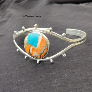 Oyster Copper Turquoise Bangle , 925 Sterling Silver Bangle , Handmade Turquoise  Bangle , Gift for Women , Natural Gemstone Bangle ma32