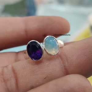 Moonstone Amethyst Ring, 925 Sterling Silver, , Dainty Ring, Band Ring, Beautiful Ring, Wedding Gift, Gift For Love, Friendship Gift,