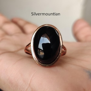 Black Onyx Pure Copper Ring, Handmade Ring, Boho Jewelry, Unique Style Ring, Statement Ring, Copper Jewelry, Amazing Ring, Gift To Wife