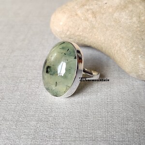 Prehnite Gemstone Ring/ Oval shape Ring/ Beautiful Ring/ Simple Band Ring/ 925 Sterling Silver Ring/Handmade Ring/Lovely ring/ Gift For Her/